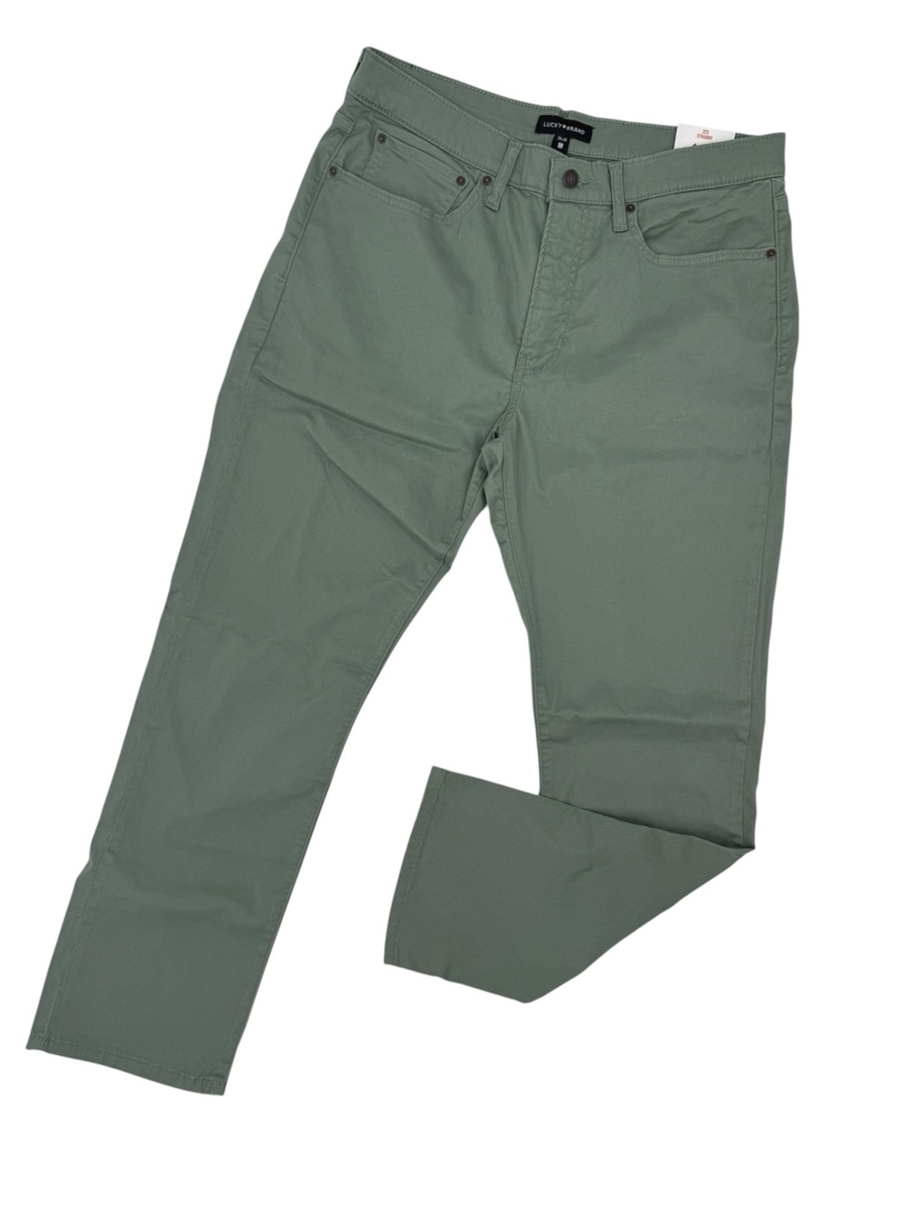Lucky Brand 121 Slim Straight Pants Mens 34X30 Sage Green Chino Casual NWT